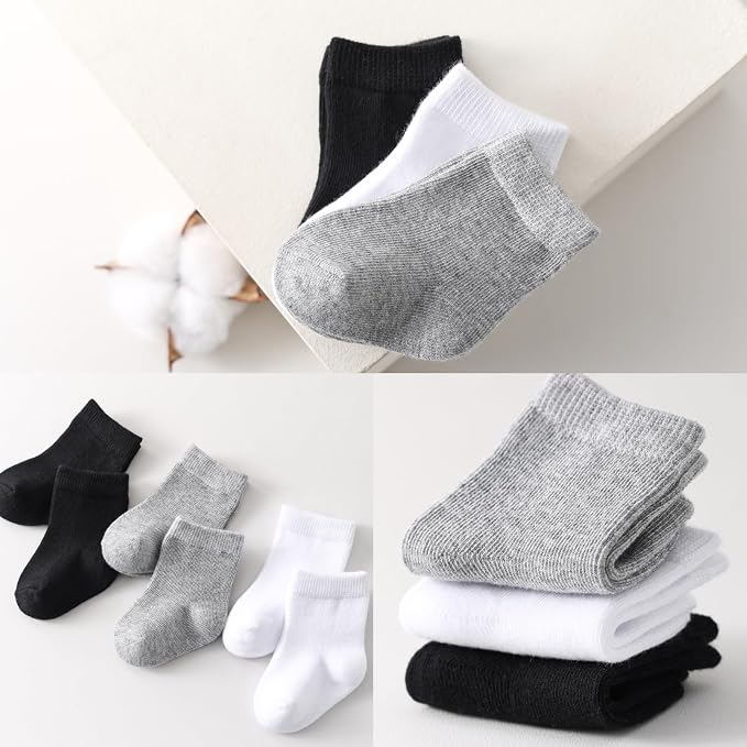 Baby Crew Socks 12-Pack Cotton Newborn Baby Boys Girls Socks 0-3T | Combed - Image 6