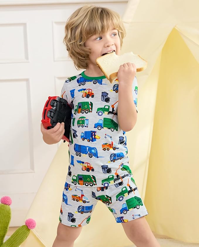 babee Reshinee Bamboo Viscose Toddler Boys Pajamas Set, Short Sleeve Kids - Image 3
