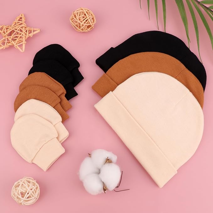 BQUBO Newborn Girls Hats Baby Hat and Mittens Set Infant Caps Bow Hospital - Image 3