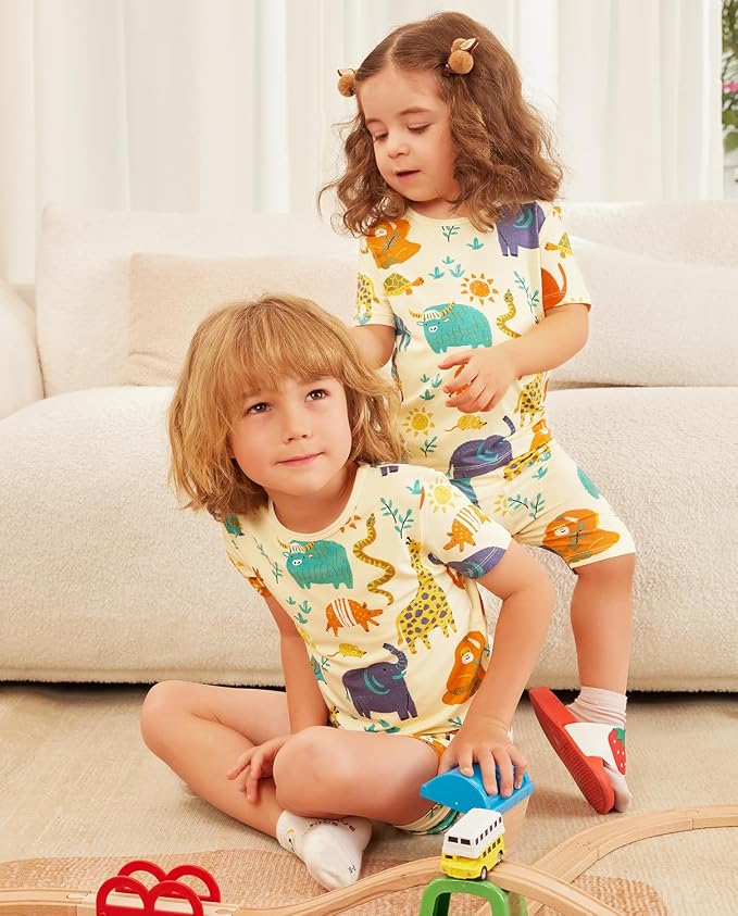 babee Reshinee Bamboo Viscose Toddler Boys Pajamas Set, Short Sleeve Kids - Image 5