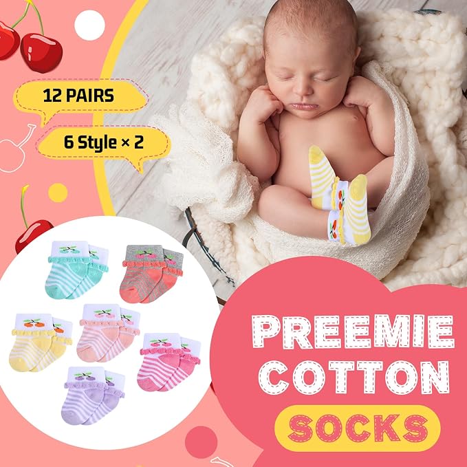Toulite 12 Pair Preemie Newborn Baby Socks - Image 3