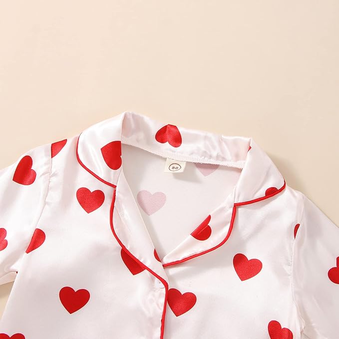 Kids Baby Girl Boy Satin Pajamas Set Button Down Sleep Shirt Top+Long Pants - Image 5