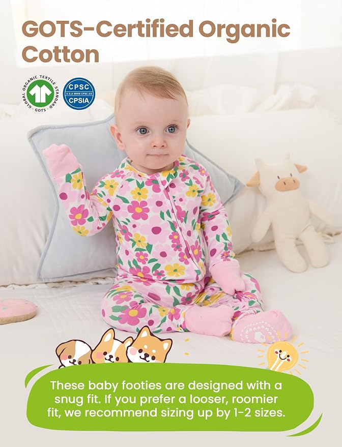 PATPAT Organic Cotton Baby Footie Pajamas - Image 2