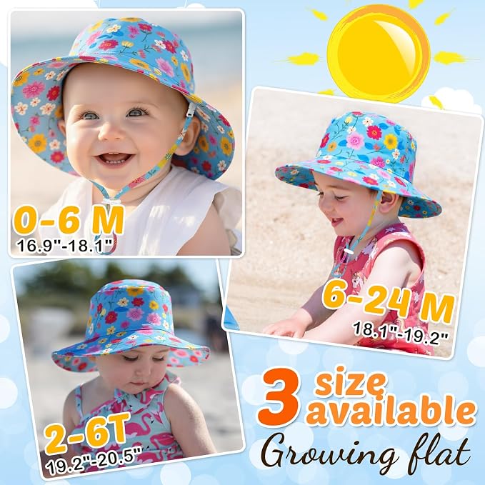 Baby Sun Hat Kids Summer Sun Protection Toddler Bucket Hat Wide Brim Adjustable - Image 7