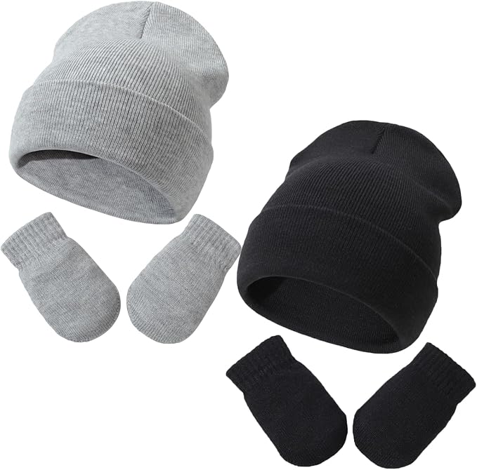 Baby Beanie Hat Gloves Set, Kids Winter Warm Knit Hat by DANMY