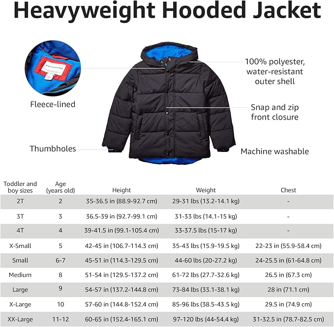 Amazon Essentials Babies, and Boys' Heavyweight Hooded Puffer Jacket - Image 6