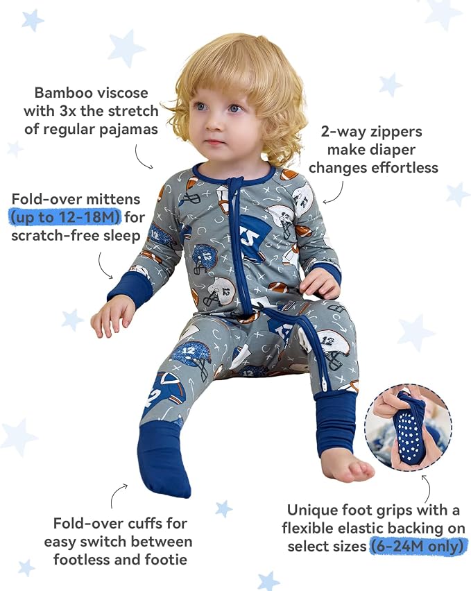 babee Reshinee Bamboo Viscose Baby Footie Pajama, Zipper Sleeper Boys Girls | - Image 2