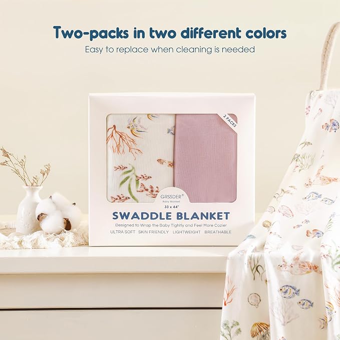 GRSSDER 2-Pack Ultra Soft Stretchy Jersey Knit Baby Swaddle Blankets, 33x44 | - Image 7