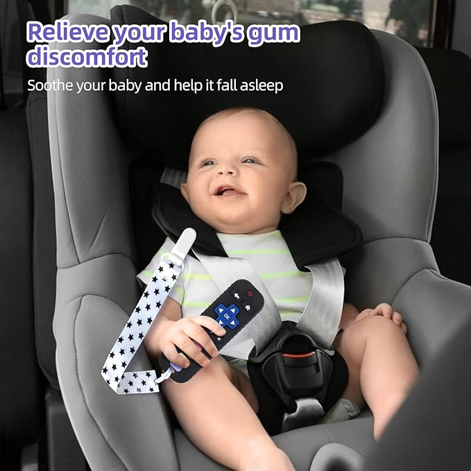 Chuya Baby Teether Toy Chew Toys for Babies 3-24 Months TV Remote Control Shape Teething Relief for Infants (Black)