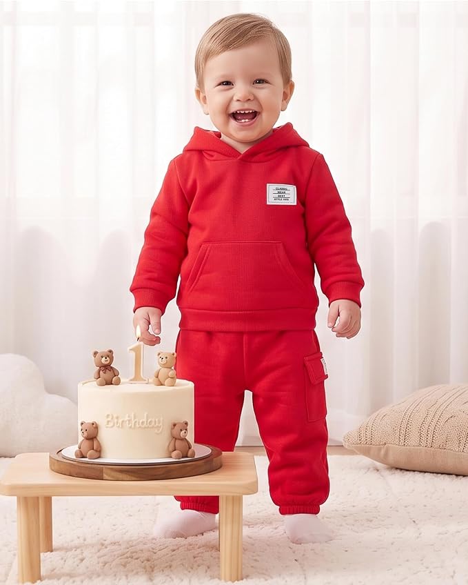 Toddler Baby Boy Clothes Long Sleeve Hoodie Sweatshirt Solid Sweatsuit Jogger - Image 3