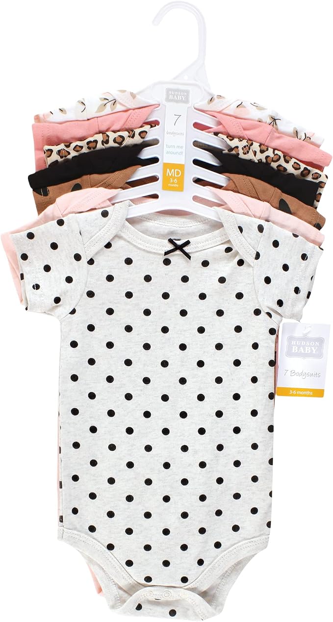 Hudson Baby Baby Girls' Cotton Bodysuits 7-pack - Image 2