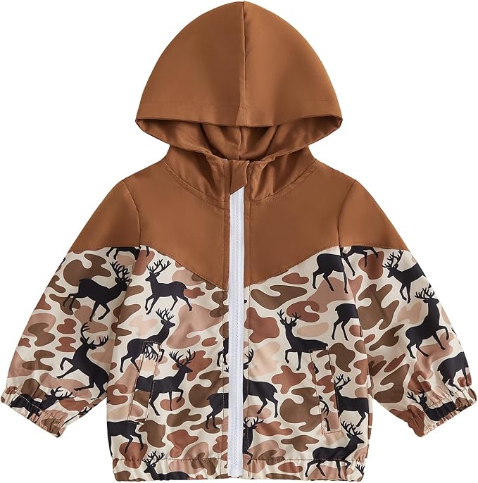 Toddler Baby Boy Windbreaker Jacket Camo Zipper Hooded Rain Coat by Unknown