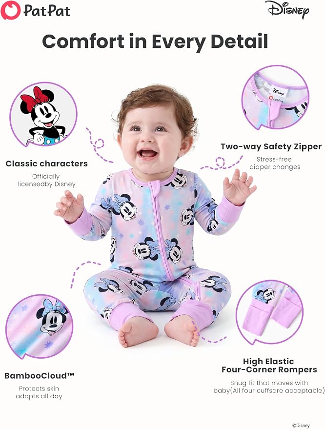 Disney Baby Viscose Made from Bamboo 2-Way Zipper Footie Outfit NB to Inf - Image 6