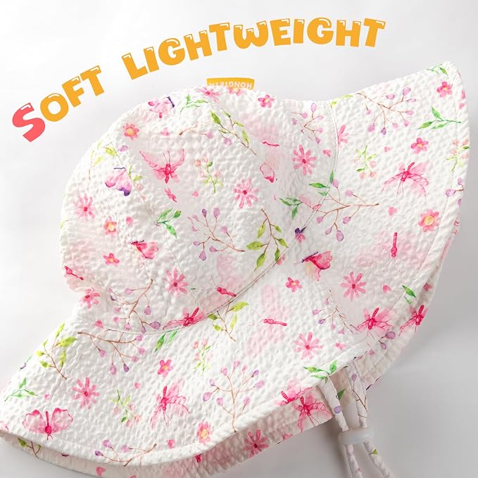 HONGTEYA Baby Sun Hat Wide Brim Adjustable Toddler Beach Bucket Hat | Soft - Image 5