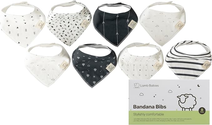 Cotton Bandana Bibs for Babies, Absorbent Drool Bibs for Feeding & Teething by LambBabies