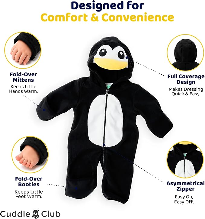 Cuddle Club Fleece Baby Bunting Bodysuit Hoodie, Newborn - Image 3
