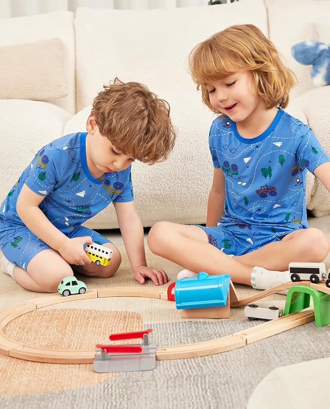 babee Reshinee Bamboo Viscose Toddler Boys Pajamas Set, Short Sleeve Kids - Image 5