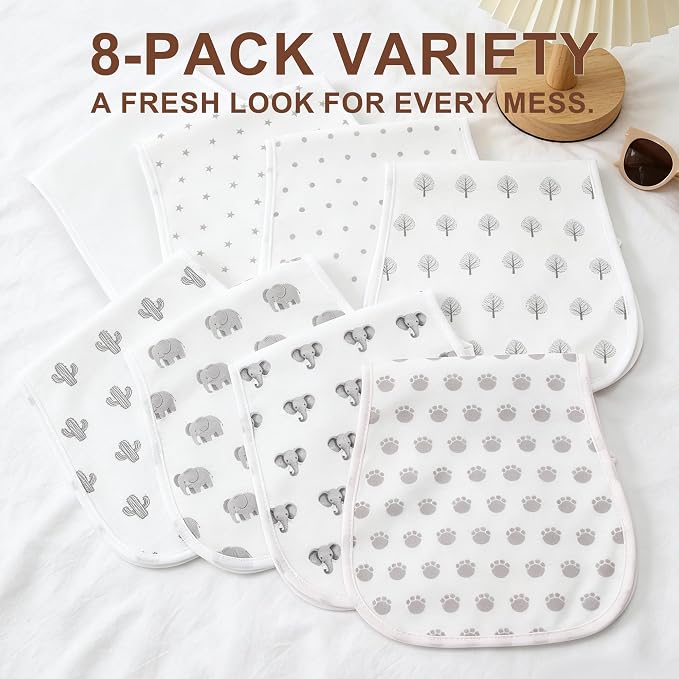 Baby Burp Cloths 8-Pack, Waterproof Burping Cloths, 4-Layer Super Absorbent & - Image 7