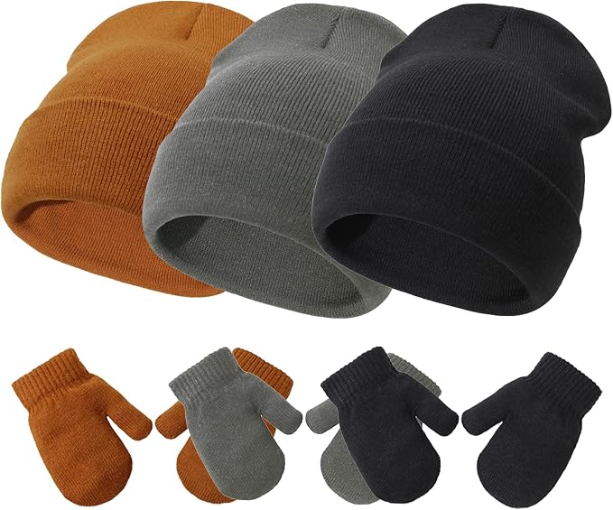 Baby Hats and Mittens Set Infant Toddler Beanie Cap Newborn Gloves by SeaZaela