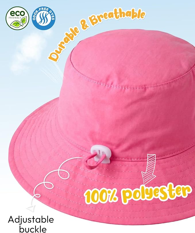Baby Sun Hat Kids Summer Sun Protection Toddler Bucket Hat Wide Brim Adjustable - Image 4