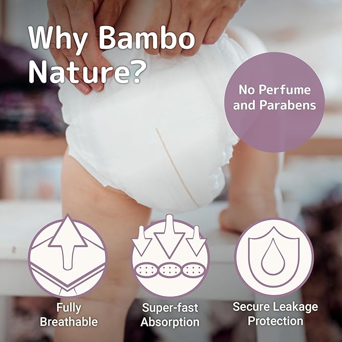 Bambo Nature Hypoallergenic Dream Baby Diapers, Premium Eco-Labeled Sustainable Diapers, Enhanced Leakage Protection, Totally Chlorine-free, Skin Friendly, and Super Absorbent - Size 2 (384 Count)