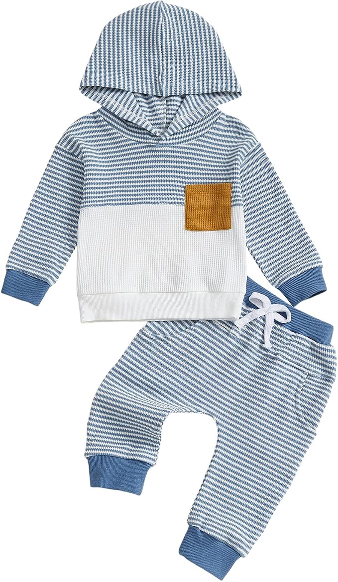 Infant Baby Boy Fall Winter Clothes Outfit Hooded Long Sweatshirt Pant Set by LIOMENGZI