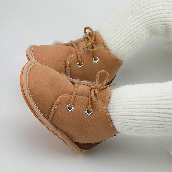 Baby Boys Girls Booties Fleece Anti-Slip Soft Sole Boots Toddler First Walker - Image 2