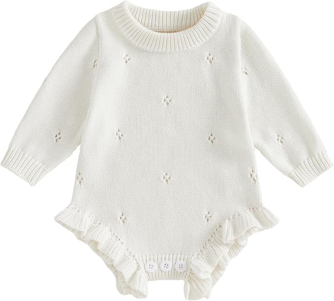 Mubineo Baby Girl Fall Winter Clothes Basic Plain Cute Sweater Romper Outfit by Mubineo