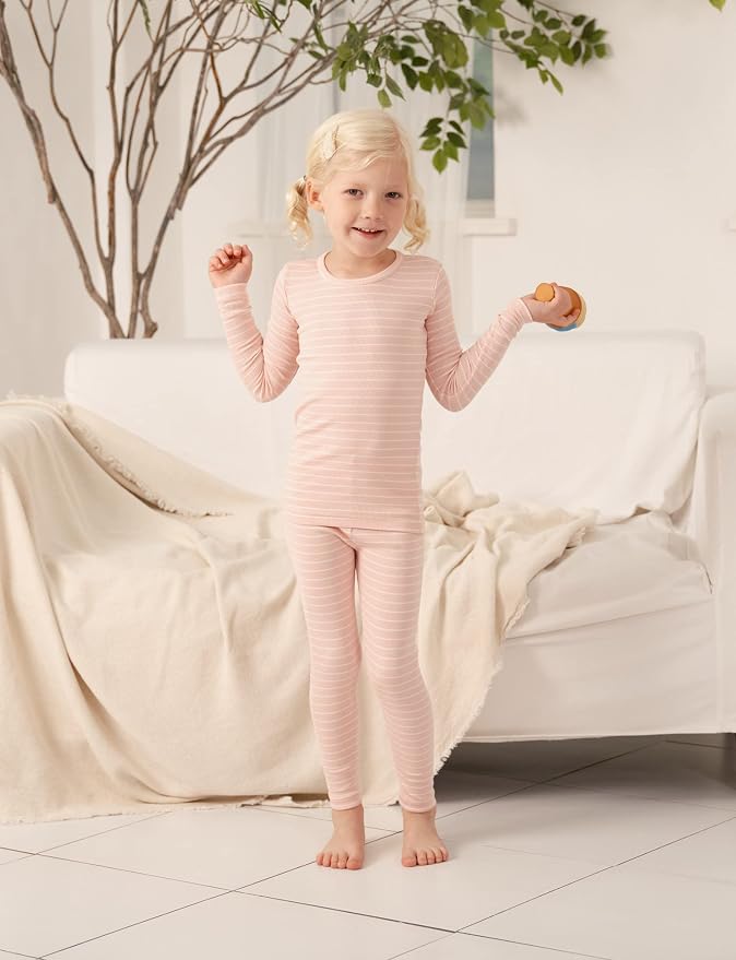 AVAUMA Stripe Pattern Baby Boys Girls Pajama Set Kids Toddler Snug fit Ribbed - Image 2
