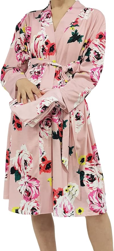 SUFEINI Maternity Robe and Matching Baby Swaddle Blanket Set, Mommy Robe - Image 6