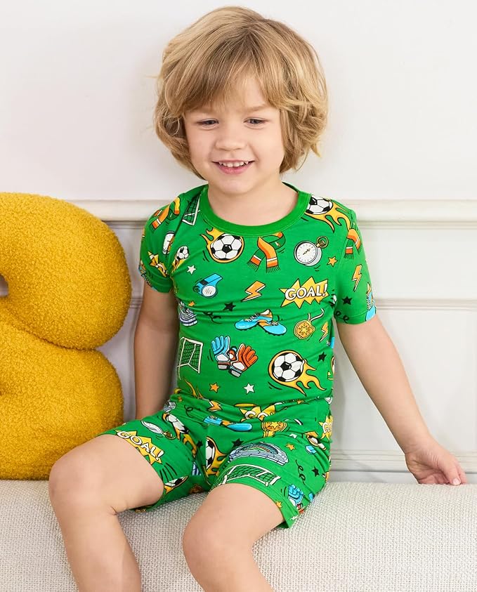 babee Reshinee Bamboo Viscose Toddler Boys Pajamas Set, Short Sleeve Kids - Image 8