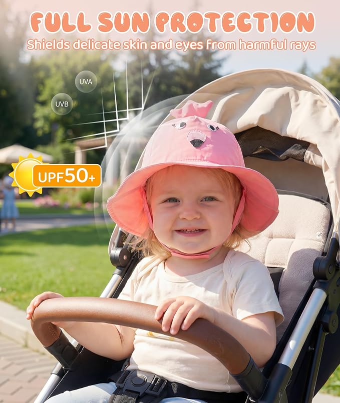 Azue Cute Baby Sun Hat, Wide-Brim Toddler Bucket Hats - Image 2