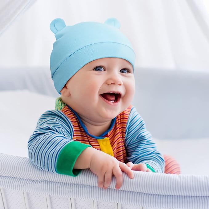Geyoga 9 Pieces Newborn Baby Hat Bear Ears Infant Caps Baby Boy Girl Toddler - Image 4