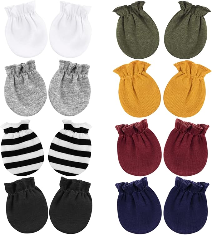 BQUBO Newborn Infant Toddler Mittens No Scratch Cotton Elastic Wrist Gloves by DRESHOW
