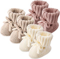 Evervibe 3 Pair Knitted Baby Booties | 100% Cotton, 0-6 Months Newborn by Evervibe