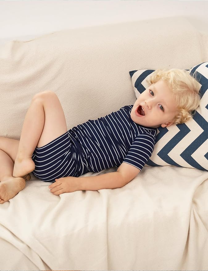 AVAUMA Stripe Pattern Baby Boys Girls Pajama Set Kids Toddler Snug fit Ribbed - Image 5