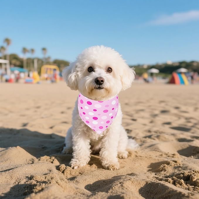 7 PCS Polka Dot Dog Bandanas for Small Dogs Stitching Edge Dog Bandanas for - Image 7