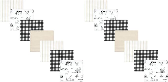 Hudson Baby Unisex Baby Cotton Flannel Receiving Blankets Bundle, Neutral Farm by HudsonBaby