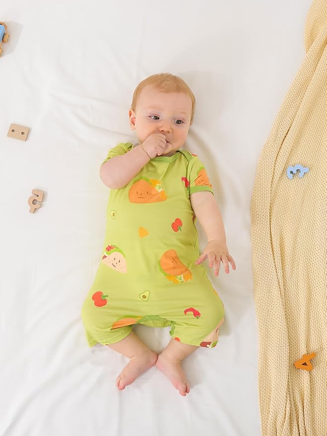 GUISBY Baby Rayon Romper Pajamas, 0-24M | Silky Soft Feel，Snap Closure，Footless - Image 3