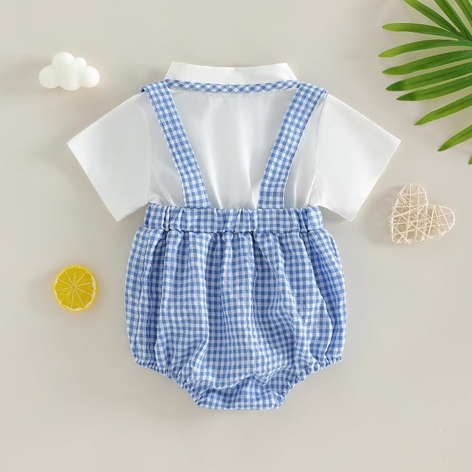 Twopumpkin Baby Bubble Romper Boy Oversized Bodysuit Retro Rompers Short Sleeve - Image 8