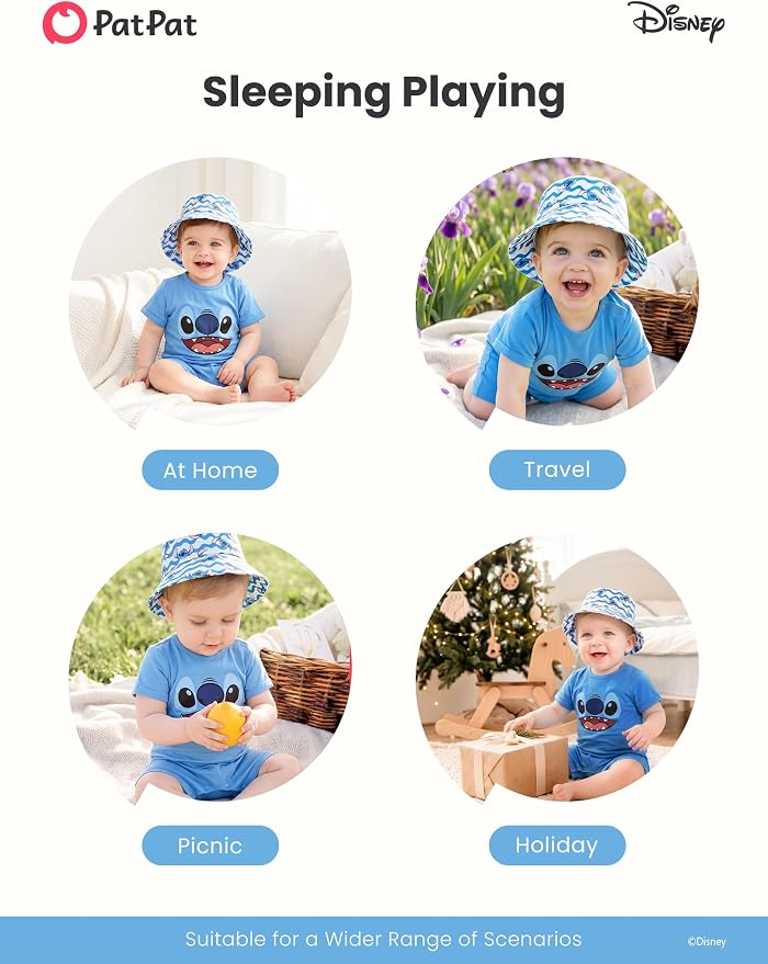 Disney Baby Boy's 2-Piece Romper and Sun Hat Outfit Set Newborn to Infant - Image 7