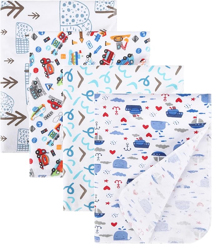 New Flannel Receiving Blankets 4 Pcs, Baby Swaddle Blankets, Infant Flannel by Unknown