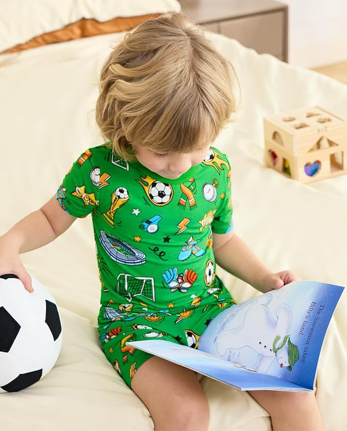 babee Reshinee Bamboo Viscose Toddler Boys Pajamas Set, Short Sleeve Kids - Image 9