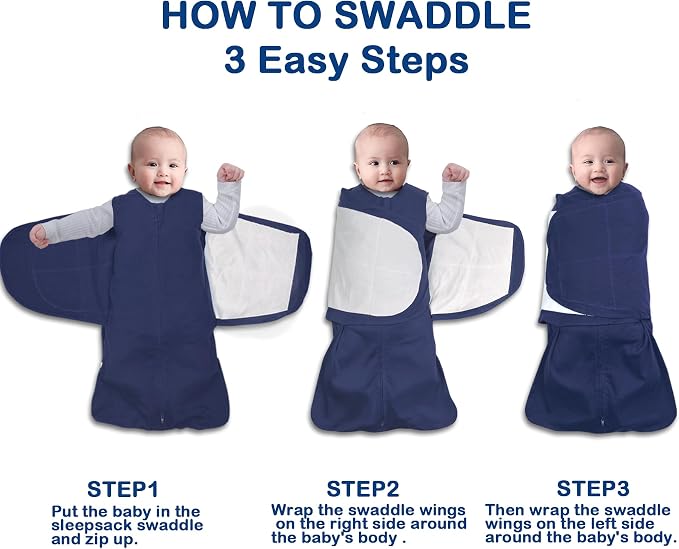 Baby Sleep Sack Swaddle 2 Pack, 3-Way Adjustable, Organic Cotton | Swaddles 3-6 - Image 4