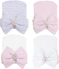 Newborn Baby Girl Hats with Bow No Scratch Cotton Toddler Infant Hat Beanie by AQOKKA