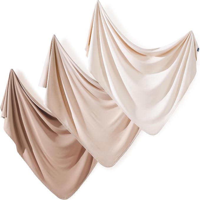 3 Pack Newborn Swaddle Blanket, Ultra Soft Stretchy Jersey Knit Extra Large by BUYNOW
