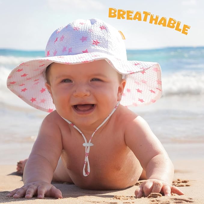 HONGTEYA Baby Sun Hat Wide Brim Adjustable Toddler Beach Bucket Hat | Soft - Image 2
