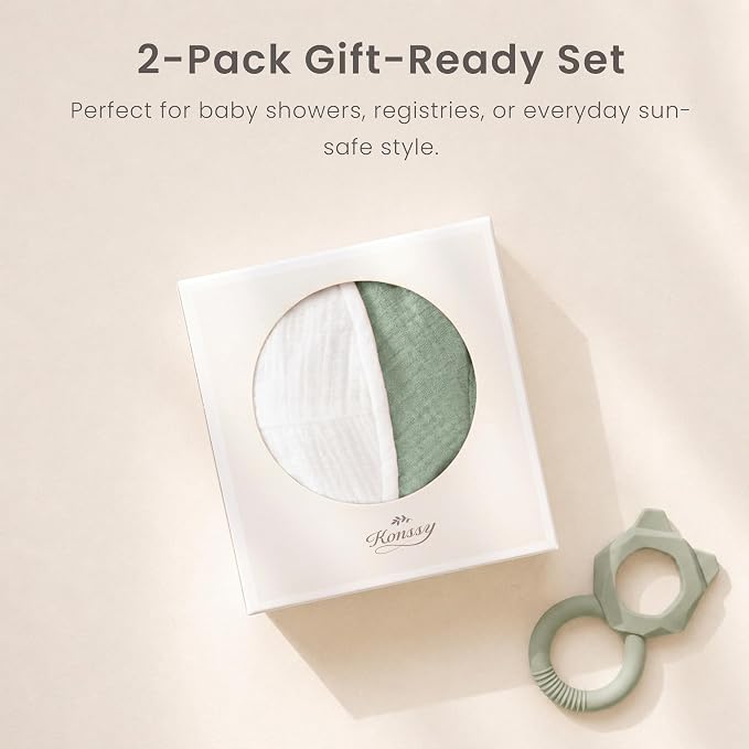 Konssy 2-Pack Muslin Baby Sun Hats - Image 8