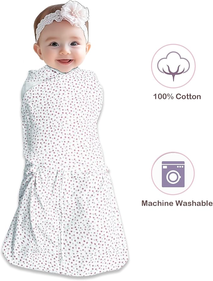 Baby Sleep Sack Swaddle 2 Pack, 3-Way Adjustable, Organic Cotton | Swaddles 3-6 - Image 2