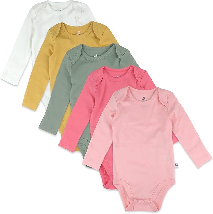 HonestBaby baby-girls 5-pack Long Sleeve Bodysuits One Piece 100% Organic Cotton by HonestBaby
